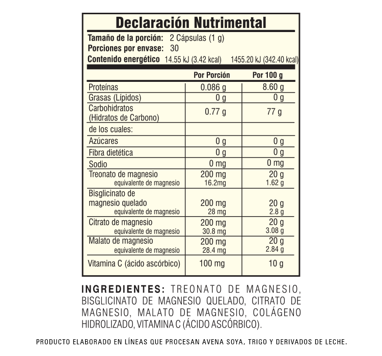 MAGNESIO 4X FORTE (TREONATO DE MAGNESIO) FRASCO 60 CAPS 500 MG C/U - Image 3